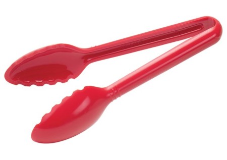 Winco CVST-6R Red Polycarbonate Serving Tongs 6"