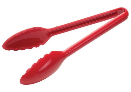 Winco CVST-9R Red Polycarbonate Serving Tongs 9"