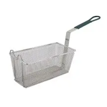 Winco FB-30 Heavy Duty Fry Basket with Green Handle 13-1/4&quot; x 6-1/2&quot; x 5-7/8&quot;