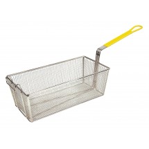 Winco FB-40 Stainless Steel Fry Basket with Yellow Handle