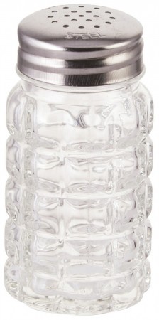 Winco G-118 Glass Classic Shaker with Stainless Steel Flat Top 2 oz. - 1 doz
