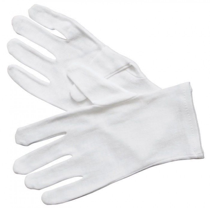 Winco GLC-M White Medium Disposable Cotton Service Gloves - 1 doz
