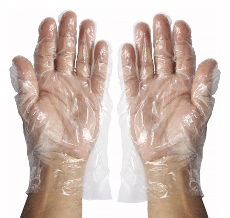 Winco GLP-M Medium Polyethylene Disposable Textured Gloves - 500 Pieces