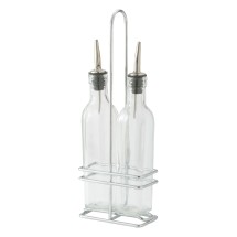 Winco GOB-16S Oil and Vinegar Cruet Set 16 oz. with Chrome-Plated Rack