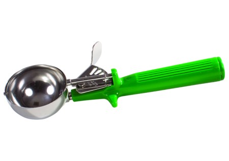 Winco ICOP-12 Ice Cream Disher with Green Plastic Handle, 2-2/3 oz. Size 12