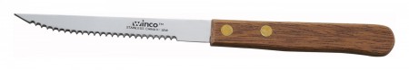 Winco K-35W Economy Wooden Handle Steak Knife 4" - 1 doz