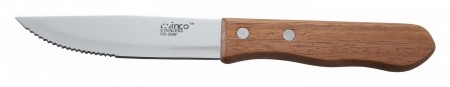 Winco KB-30W Jumbo Steak Knife with Wooden Handle 5" - 1 doz