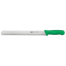 Winco KWP-121G Wavy Edge Bread Knife with Green Handle 12&quot;