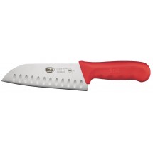 Winco KWP-70R Santoku Knife with Red Handle 7&quot;