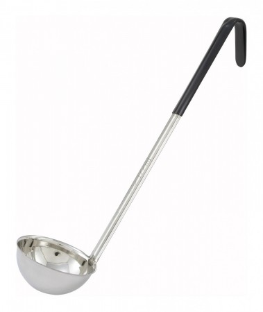 Winco LDC-6 Stainless Steel Ladle with Black Handle 6 oz.