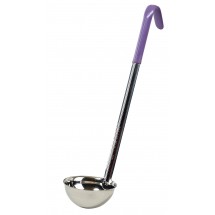 Winco LDC-6P Allergen Free Stainless Steel One-Piece Ladle with Purple Handle 6 oz.