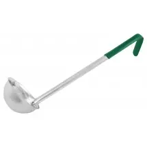 Winco LDCN-6 Prime One-Piece Stainless Steel Ladle with Green Handle 6 oz.