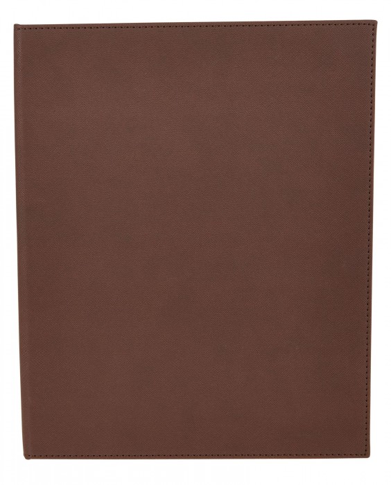 Winco LMF-811BN Brown Leatherette Four Panel Menu Cover 8-1/2" x 11"