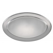 Winco OPL-18 Oval Stainless Steel Platter 17-7/8&quot; x 12-1/4&quot;