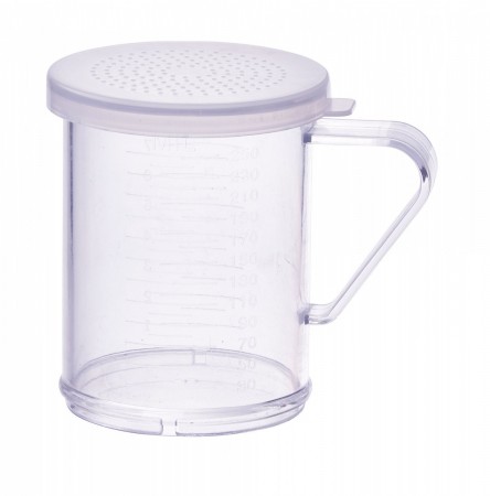 Winco PDG-10CS Polycarbonate Dredge with Clear Snap-On Lid, Small Holes 10 oz.