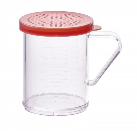 Winco PDG-10R Polycarbonate Dredge with Rose Snap-On Lid 10 oz.