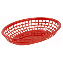 Winco PFB-10R Red Oval Plastic Fast Food Basket - 1 doz