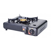 Winco PGS-1K Black Portable Gas Cooker with Brass Burner, Carrying Case - 9500 BTU