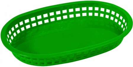 Winco PLB-G Green Oval Plastic Platter Basket 10-3/4" x 7-1/4"