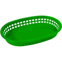 Winco PLB-G Green Oval Plastic Platter Basket 10-3/4&quot; x 7-1/4&quot;