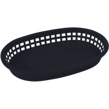 Winco PLB-K Black Oval Plastic Platter Basket 10-3/4&quot; x 7-1/4&quot;
