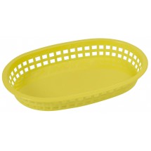 Winco PLB-Y Yellow Oval Plastic Platter Basket 10-3/4&quot; x 7-1/4&quot;