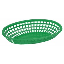 Winco POB-G Green Oval Plastic Food Basket 10-1/4&quot; x 6-3/4&quot;