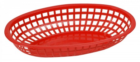 Winco POB-R Red Oval Plastic Food Basket 10-1/4" x 6-3/4"