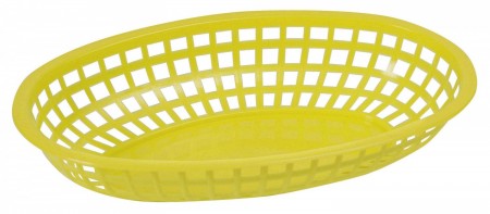 Winco POB-Y Yellow Oval Plastic Food Basket 10-1/4" x 6-3/4"