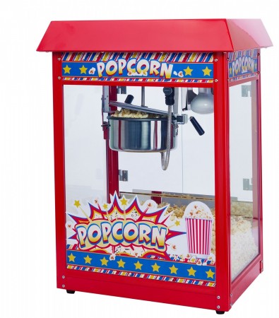 Winco POP-8R Show Time Electric Countertop Popcorn Machine, Red Telfon Coated Kettle 120V, 1350W