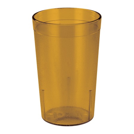 Winco PTP-08A Amber Pebbled Plastic Tumblers 8 oz. - 1 doz
