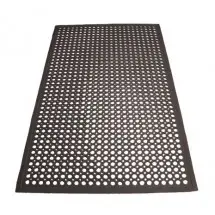 Winco RBM-35K Black Anti-Fatigue Floor Mat with Beveled Edge 3 ft. x 5 ft. x 1/2&quot;