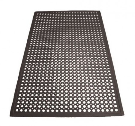 Winco RBM-35K Black Anti-Fatigue Floor Mat with Beveled Edge 3 ft. x 5 ft. x 1/2"