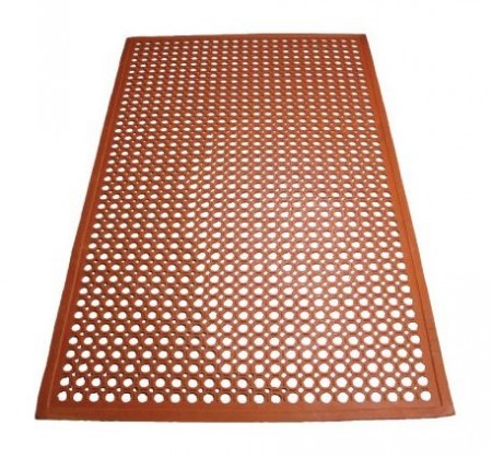 Winco RBM-35R Red Anti-Fatigue Floor Mat with Beveled Edge 3 ft. x 5 ft. x 1/2"