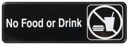 Winco SGN-333 "No Food and Drink" Information Sign 3" x 9"