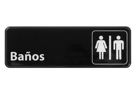 Winco SGN-362 "Restrooms" Spanish Information Sign, 3" x 9"