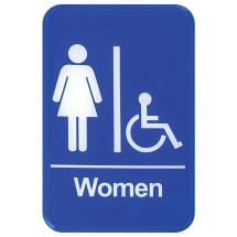 Winco SGN-651B &quot;Women/Accessible&quot; Information Sign, Blue 6&quot; x 9&quot;
