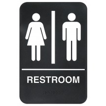 Winco SGNB-603 &quot;Restroom&quot; Braille Information Sign, 6&quot; x 9&quot;