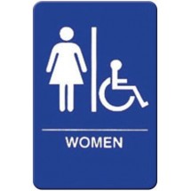 Winco SGNB-651B &quot;Women/Accessible&quot; Braille Information Sign, Blue 6&quot; x 9&quot;
