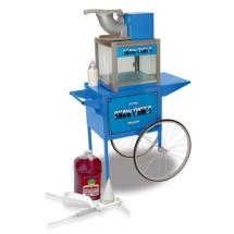 Winco SNOCART Snowbank Snow Cone Machine with Blue Antique Trolley  Cart & Starter Kit