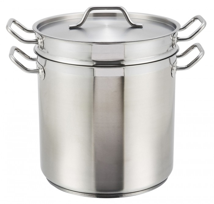 Winco SSDB-16 Double Boiler with Lid 16 Qt.