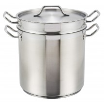 Winco SSDB-8 Stainless Steel Double Boiler with Cover 8 Qt.