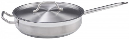 Winco SSET-3 Stainless Steel Saute Pan with Cover 3 Qt.