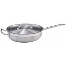 Winco SSET-7 Stainless Steel Saute Pan with Cover 7 Qt.