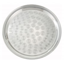 Winco STRS-12 Round Stainless Steel Swirl Service Tray 12&quot;
