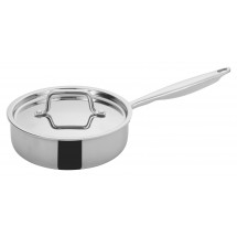 Winco TGET-2 Tri-Ply Induction Ready Saute Pan with Cover 2 Qt.