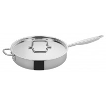 Winco TGET-6 Tri-Ply Induction Ready Saute Pan with Cover and Helper Handle 6 Qt.