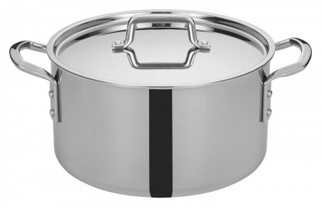 Winco TGSP-12 Tri-Ply Induction Ready Stock Pot with Cover, 12 Qt.