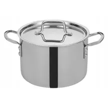 Winco TGSP-6 Tri-Ply Induction Ready Stock Pot with Cover 6 Qt.