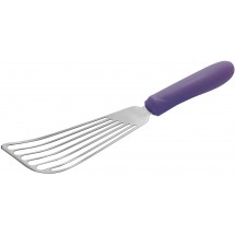 Winco TWP-60P Allergen Free Purple Handle Stainless Steel Fish Spatula 6-3/4&quot; x 3-1/4&quot;